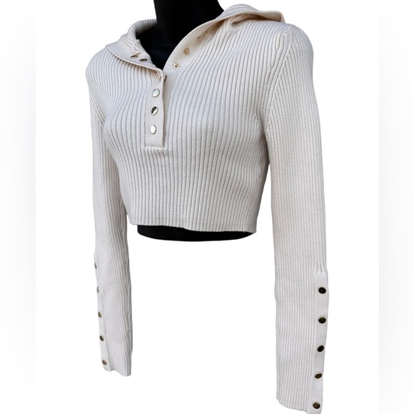 ZARA Ribbed Polo Collared Crop Top - Picture 6 of 7